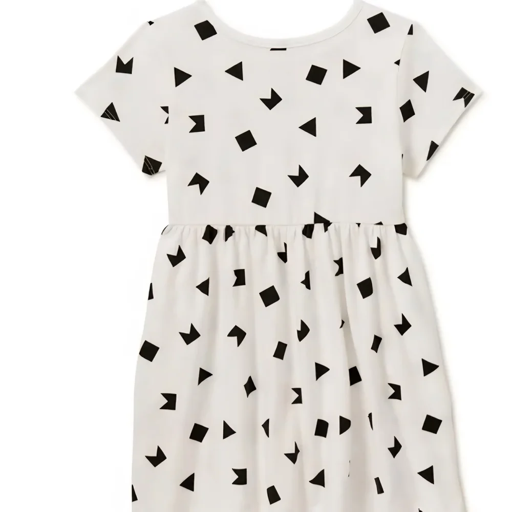 Wonder Nation Black and White A-Line Dress Short Sleeve Casual